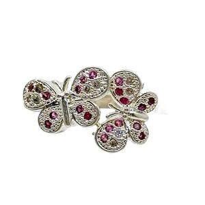 Sterling silver cubic zirconia butterfly ring - GM414